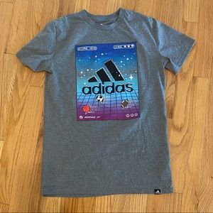 NWOT Size Large Adidas 8-bit race heather tee charcoal gray